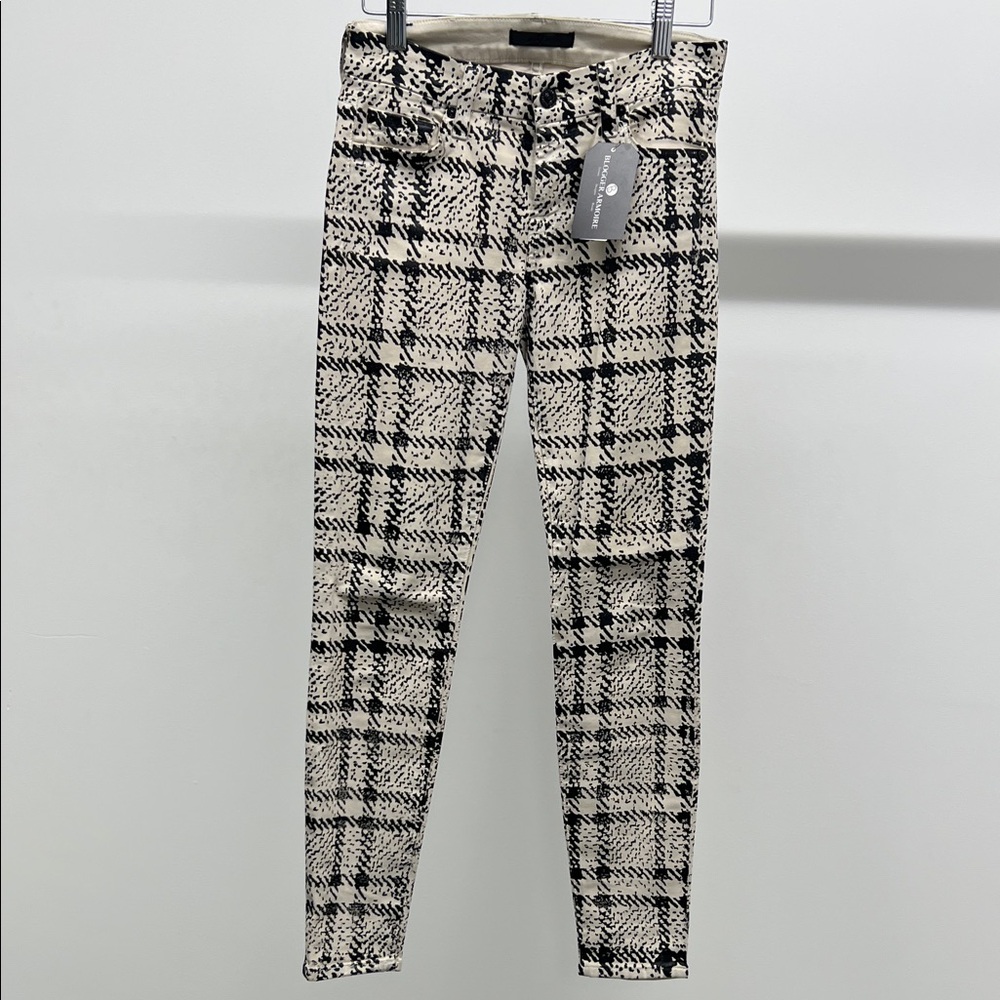 7 For All Mankind Black and White Plaid Skinny Jeans